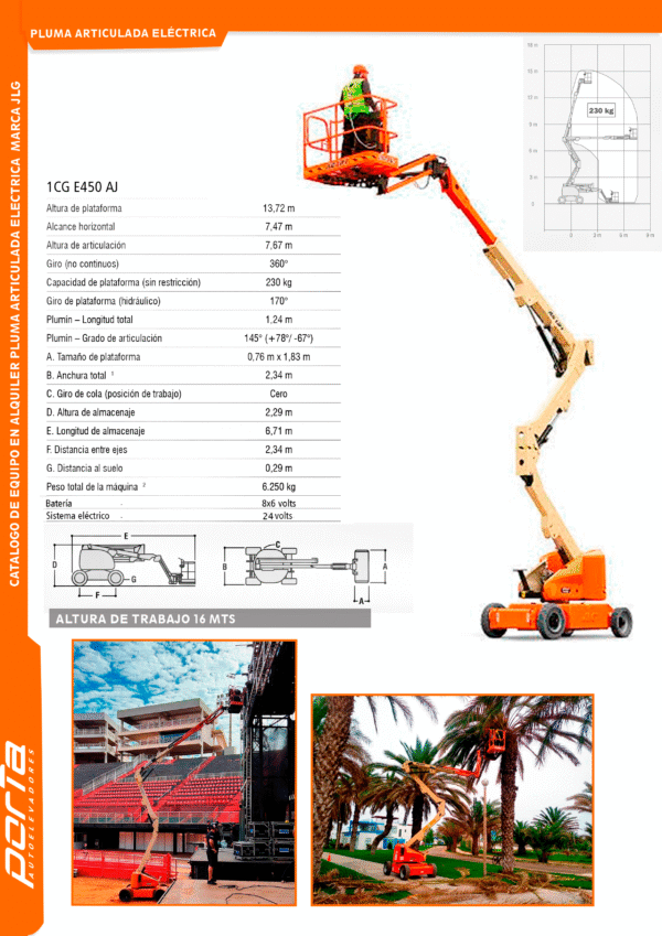 <strong>Plataforma Pluma Articulada Eléctrica  16 MTS Altura De Trabajo </strong> - Imagen 4